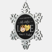 Eerste Kerstmis als Pas getrouwd Holiday Tin Sneeuwvlok Ornament (Rechts)