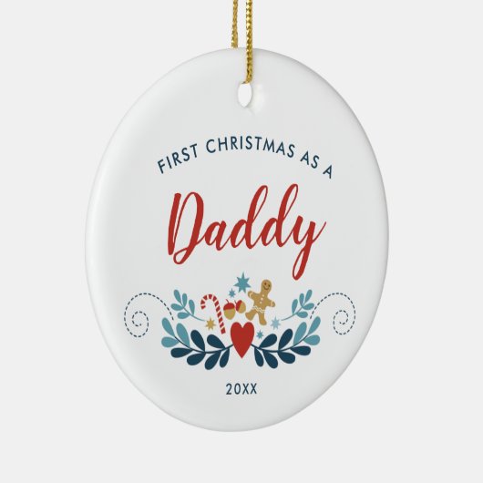 Eerste Kerstmis als persoonlijke kerstman-kunst Keramisch Ornament (Rechts)