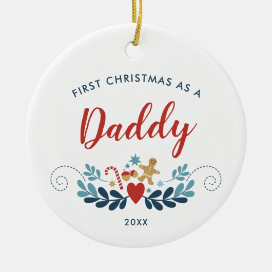 Eerste Kerstmis als persoonlijke kerstman-kunst Keramisch Ornament (Voorkant)