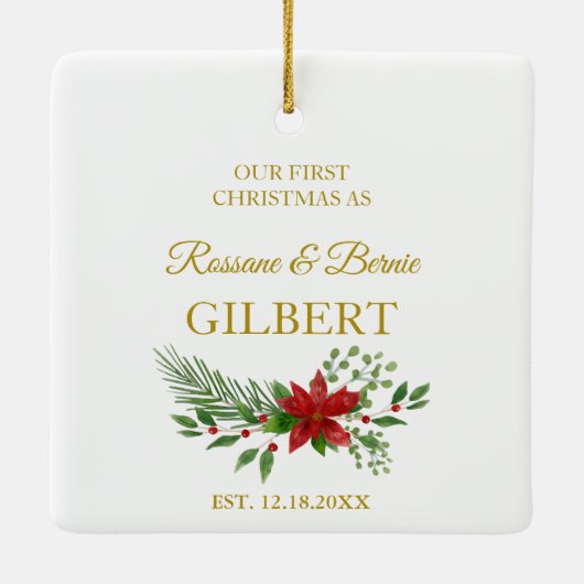 Eerste Kerstmis als prijsopgave met het ontwerp va Keramisch Ornament (Achterkant)