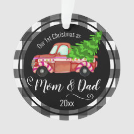 Eerste Kerstmis als Red Truck van mama en papa Ornament