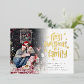 Eerste Kerstmis als serie Foto Luxury Real Folie Feestdagenkaart (Staand Voorkant)