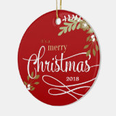 Eerste Kerstmis als speciale foto/naam van Big Sis Keramisch Ornament (Links)