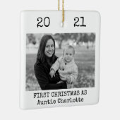 Eerste Kerstmis als tante Black en White Simple Keramisch Ornament (Rechts)