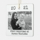 Eerste Kerstmis als tante Black en White Simple Keramisch Ornament (Links)