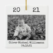 Eerste Kerstmis als tante Black en White Simple Keramisch Ornament (Achterkant)