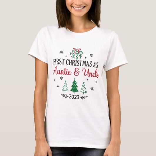 Eerste Kerstmis als tante en oom 2023 T-shirt (Voorkant)