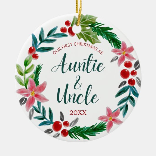 Eerste Kerstmis als tante en oom  Keramisch Ornament (Voorkant)