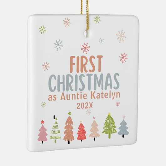 Eerste Kerstmis als tante, foto, gepersonaliseerd Keramisch Ornament (Rechts)