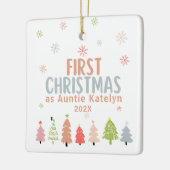 Eerste Kerstmis als tante, foto, gepersonaliseerd Keramisch Ornament (Links)