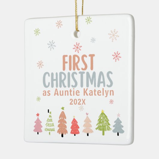 Eerste Kerstmis als tante, foto, gepersonaliseerd Keramisch Ornament (Links)