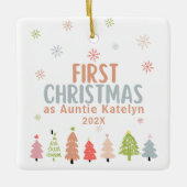 Eerste Kerstmis als tante, foto, gepersonaliseerd Keramisch Ornament (Voorkant)