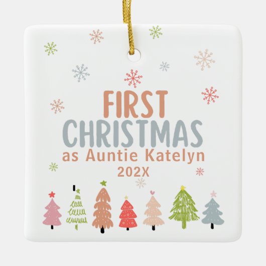 Eerste Kerstmis als tante, foto, gepersonaliseerd Keramisch Ornament (Voorkant)