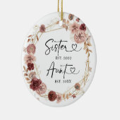 Eerste Kerstmis als tante Geometric Boho Floral Gi Keramisch Ornament (Rechts)