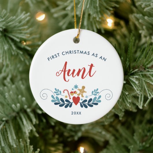 Eerste Kerstmis als tante Gepersonaliseerd Holiday Keramisch Ornament (Boom)