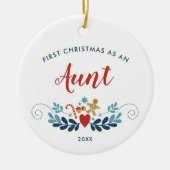 Eerste Kerstmis als tante Gepersonaliseerd Holiday Keramisch Ornament (Voorkant)
