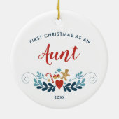 Eerste Kerstmis als tante Gepersonaliseerd Holiday Keramisch Ornament (Achterkant)