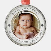 Eerste Kerstmis als tante & oom Foto Metalen Ornament (Voorkant)