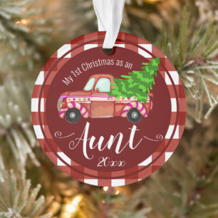 Eerste Kerstmis als tante Red Truck Foto Ornament