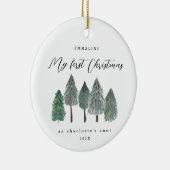 Eerste Kerstmis als tante Rustic Trees Keramisch Ornament (Rechts)