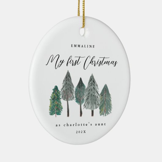 Eerste Kerstmis als tante Rustic Trees Keramisch Ornament (Rechts)