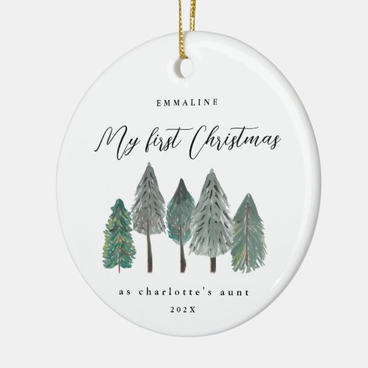 Eerste Kerstmis als tante Rustic Trees Keramisch Ornament (Links)