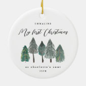 Eerste Kerstmis als tante Rustic Trees Keramisch Ornament (Achterkant)