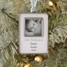 Eerste Kerstmis als tante van Niece Name Year Foto Verzilverd Omlijst Ornament
