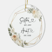 Eerste Kerstmis als tante White Floral Geometric Keramisch Ornament (Links)