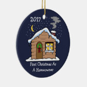 Eerste Kerstmis als thuiseigenaar 2017 (Cabin) Keramisch Ornament (Rechts)