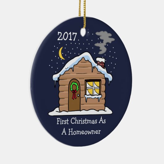 Eerste Kerstmis als thuiseigenaar 2017 (Cabin) Keramisch Ornament (Rechts)