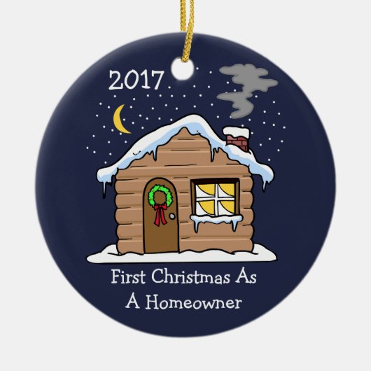 Eerste Kerstmis als thuiseigenaar 2017 (Cabin) Keramisch Ornament (Voorkant)