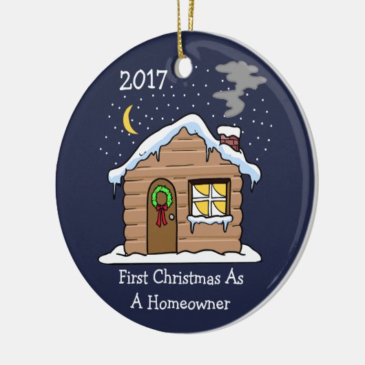 Eerste Kerstmis als thuiseigenaar 2017 (Cabin) Keramisch Ornament (Links)