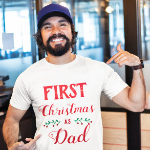 Eerste Kerstmis als vader die rode tekst aanpast T-shirt