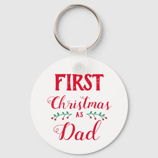 Eerste Kerstmis als vader familie die wit aanpast Sleutelhanger (Voorkant)