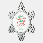 Eerste Kerstmis als vader Nieuwe Vader Tin Sneeuwvlok Ornament (Rechts)