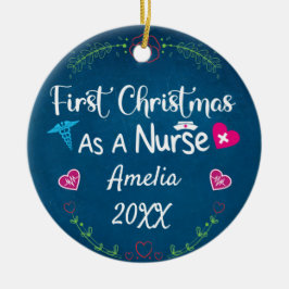 Eerste Kerstmis als verpleegster 2023, Gepersonali Keramisch Ornament