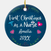 Eerste Kerstmis als verpleegster 2023, Gepersonali Keramisch Ornament (Achterkant)