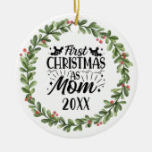 Eerste Kerstmis als Waterverf Wreate Keramisch Ornament (Voorkant)