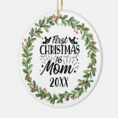 Eerste Kerstmis als Waterverf Wreate Keramisch Ornament (Links)