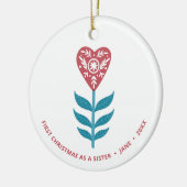 Eerste Kerstmis als zuster Persoonlijke Harthoogst Keramisch Ornament (Links)