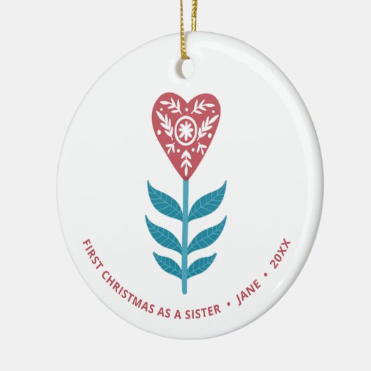 Eerste Kerstmis als zuster Persoonlijke Harthoogst Keramisch Ornament (Links)