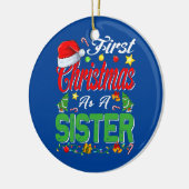 Eerste Kerstmis als zuster Santa Hat Pajama-kerstm Keramisch Ornament (Links)