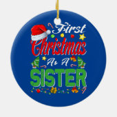 Eerste Kerstmis als zuster Santa Hat Pajama-kerstm Keramisch Ornament (Achterkant)