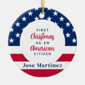 Eerste Kerstmis Amerikaanse burger Custom Patrioti Keramisch Ornament (Voorkant)