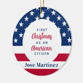 Eerste Kerstmis Amerikaanse burger Custom Patrioti Keramisch Ornament (Links)