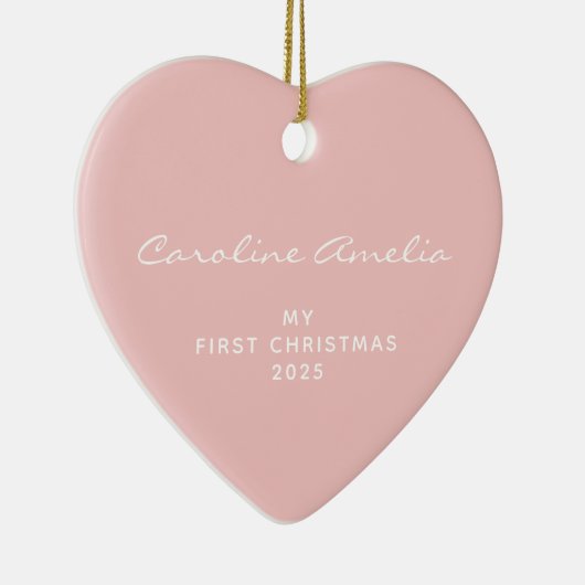 Eerste Kerstmis baby 2022 Persoonlijk Roze Keramisch Ornament (Rechts)
