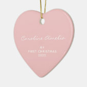 Eerste Kerstmis baby 2022 Persoonlijk Roze Keramisch Ornament (Links)