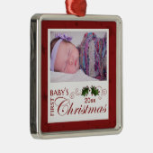 Eerste Kerstmis baby - Aangepaste foto/Jaar Metalen Ornament (Rechts)
