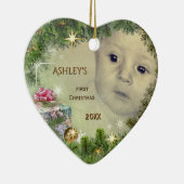Eerste Kerstmis baby (aanpasbaar) Keramisch Ornament (Rechts)